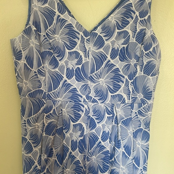 Moulinette Soeurs Anthropologie Blue Floral Fit & Flare Pleated Dress Size 14 - Picture 12 of 12